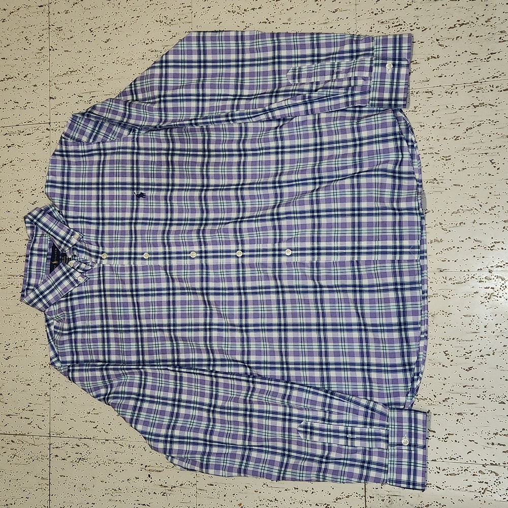 Ralph Lauren Plaid Purple & Blue Button Down Long Sleeve Shirt